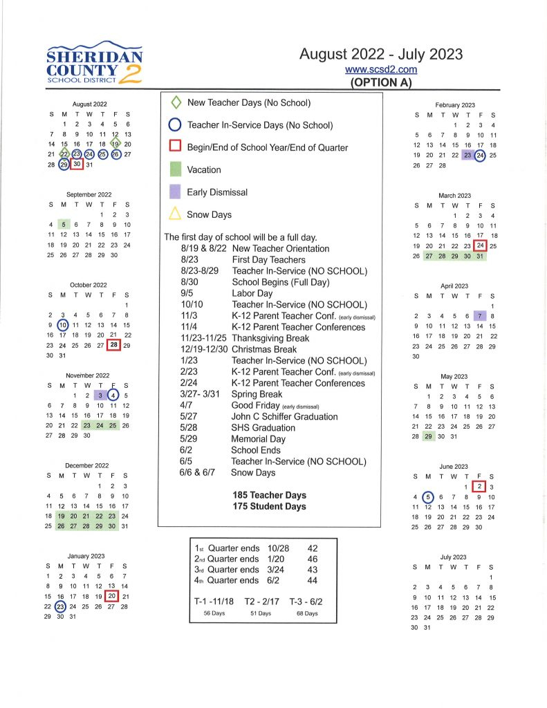 2022 2023 School Calendar Please Vote Sheridan County School District 2