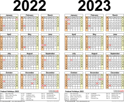 2022 2023 Two Year Calendar Free Printable Excel Templates