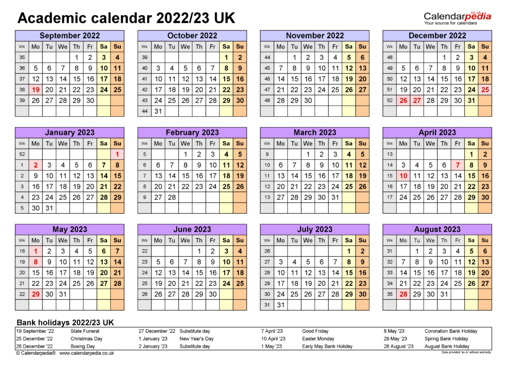 2022 And 2023 Academic Calendar Printable Printable Template