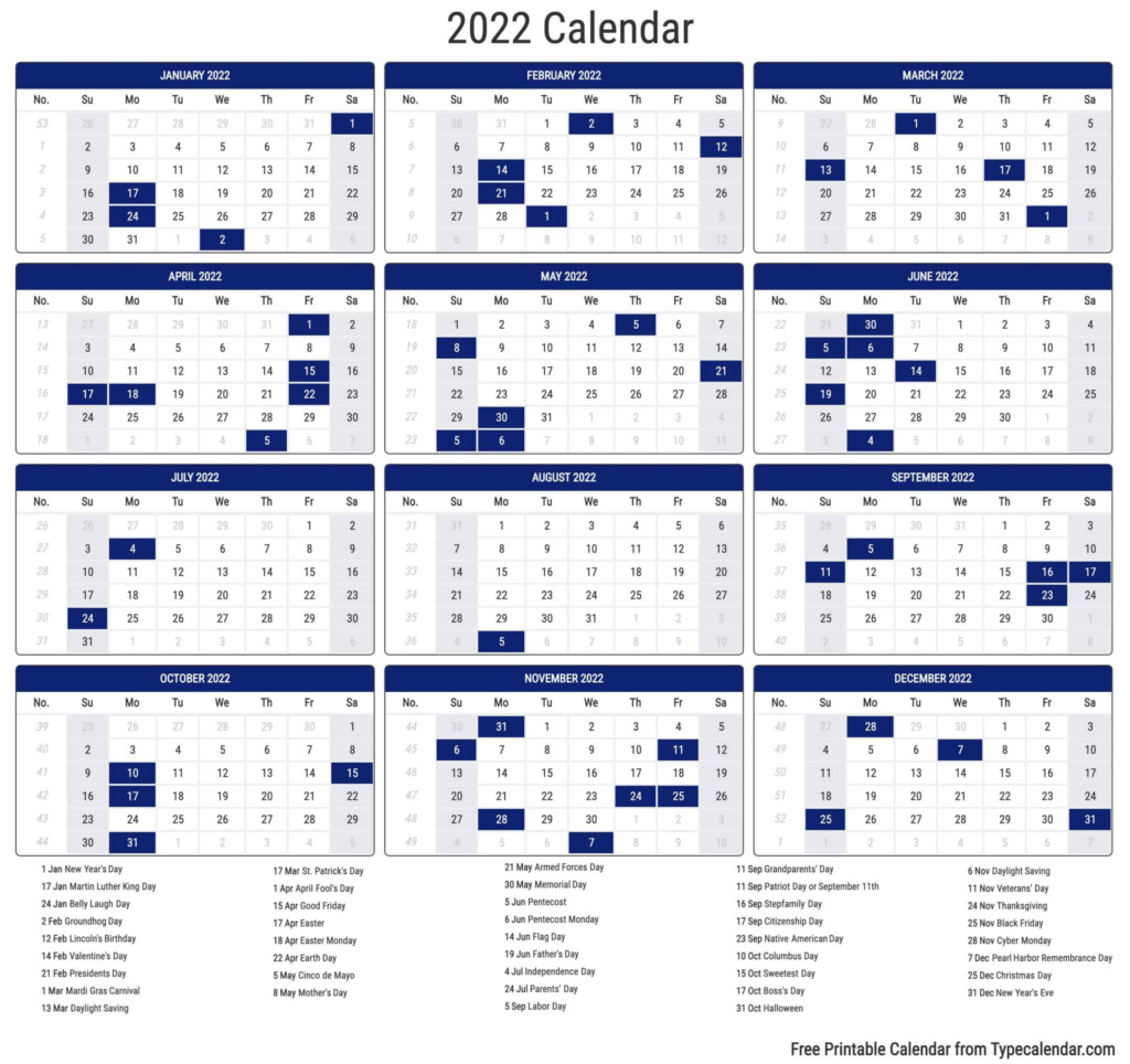 2022 Calendar Free Printables Calendar 2022