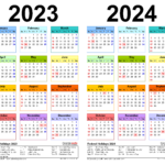 2023 2024 Two Year Calendar Free Printable Word Templates