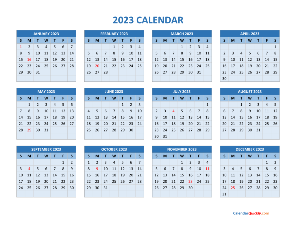 2023 Calendar Calendar Quickly