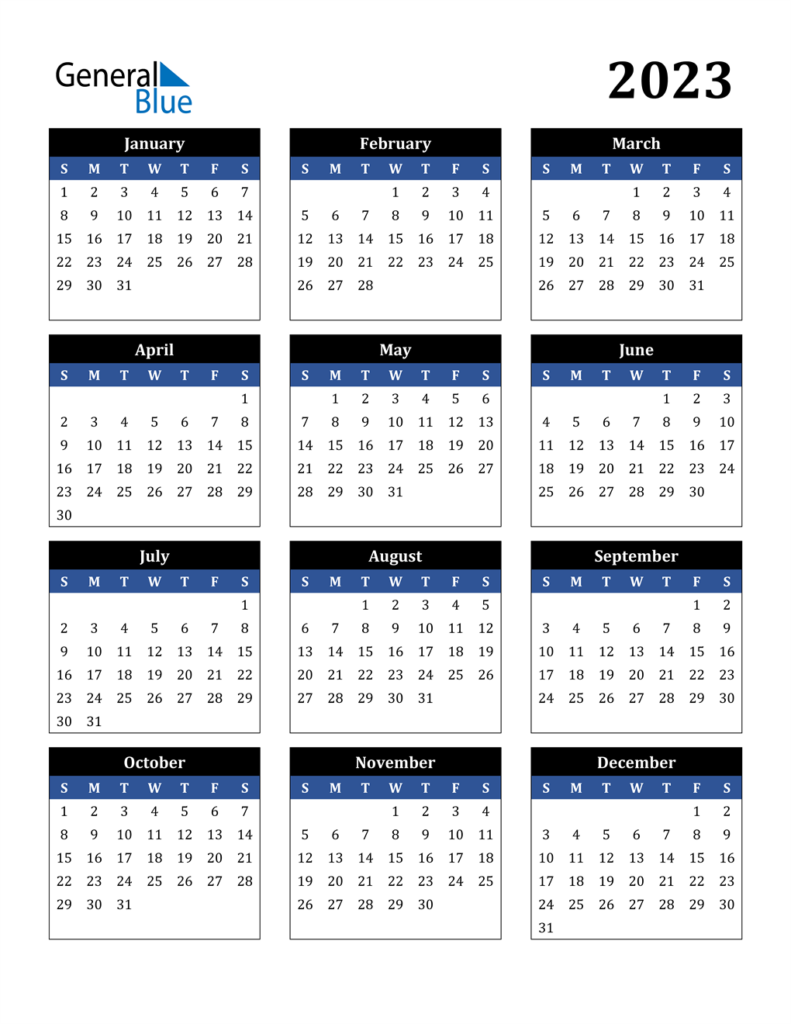 2023 Calendar PDF Word Excel 