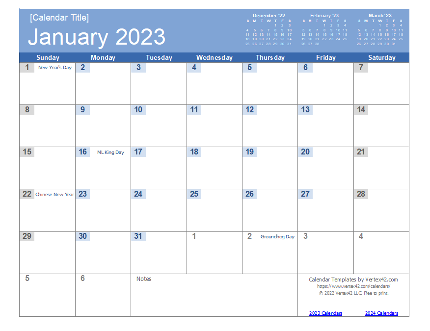 2023 Calendar Templates And Images