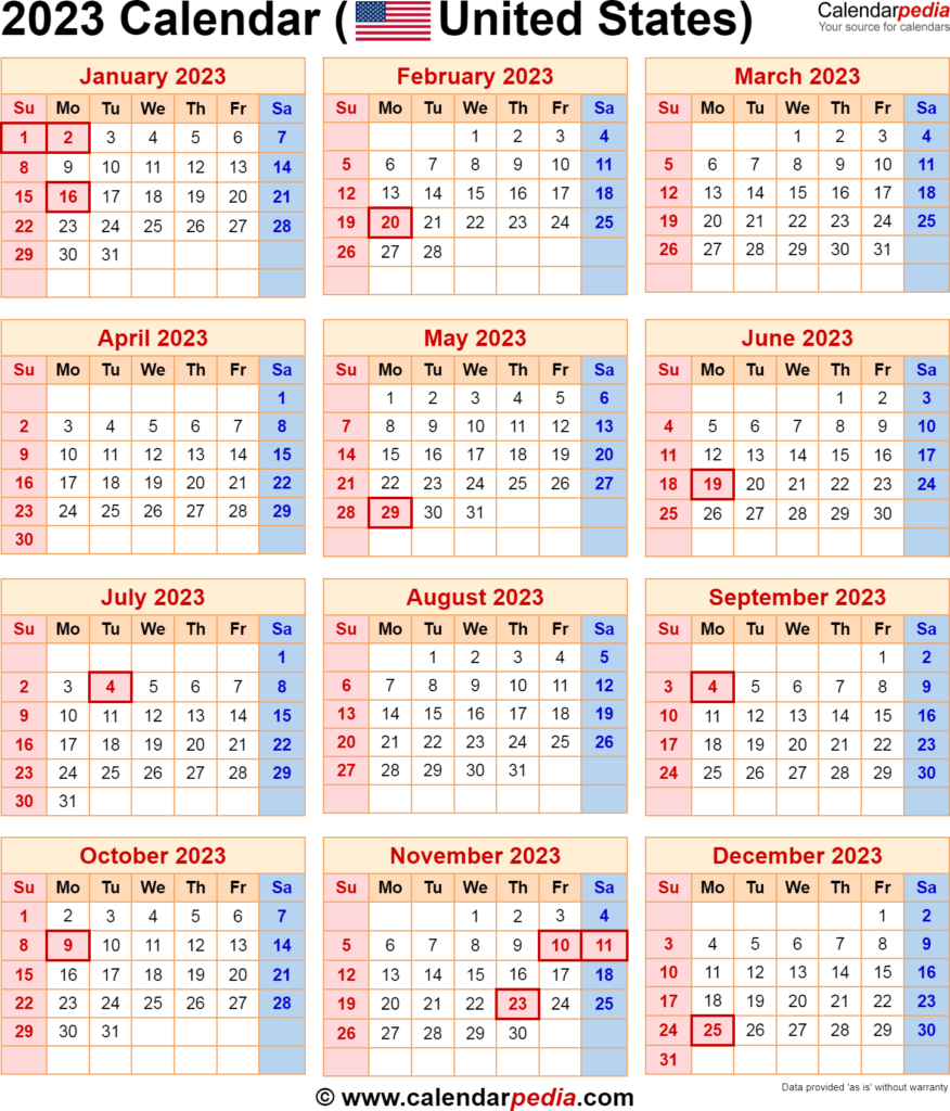 2023 Calendar With Federal Holidays Calendar2023