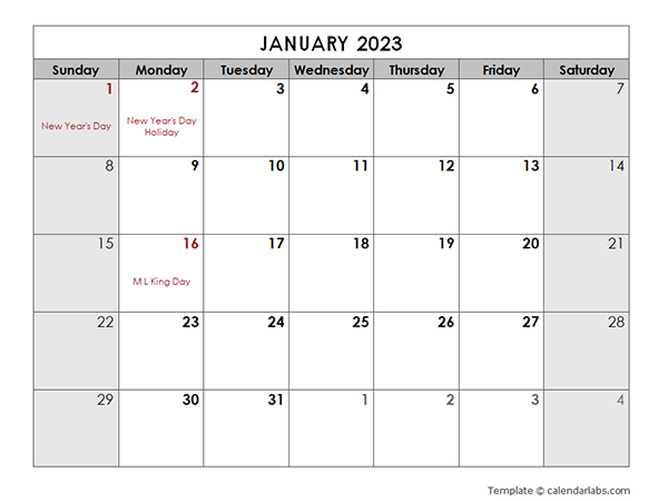 2023 Monthly Calendar With Us Holidays Free Printable Templates 2023 