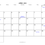 April 2023 Calendar