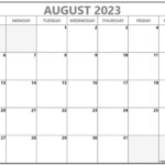 August 2023 Calendar Free Printable Calendar