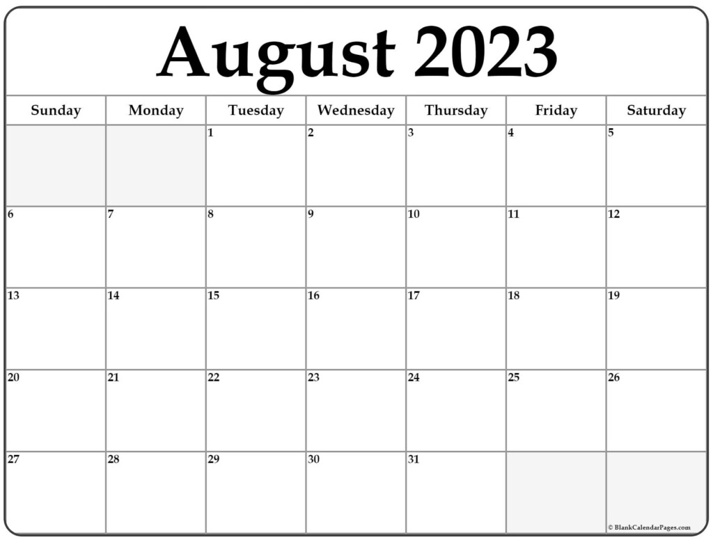 August 2023 Calendar Free Printable Calendar