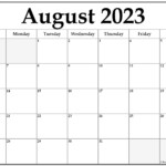 August 2023 Calendar Free Printable Calendar