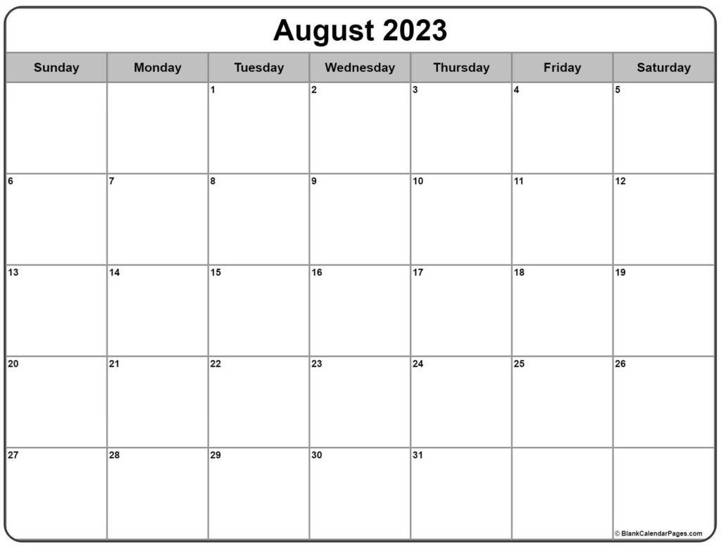 August 2023 Calendar Free Printable Calendar