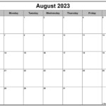 August 2023 Calendar Free Printable Calendar