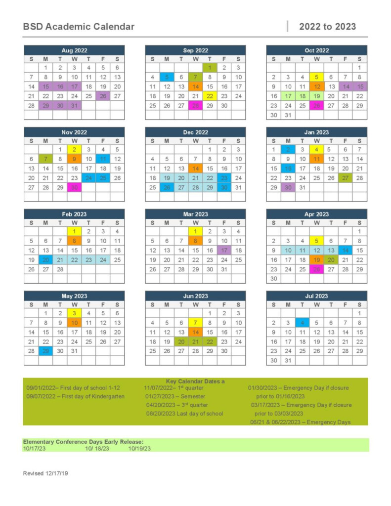 Bellevue School District Calendar 2022 2023 In PDF