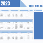 Blue Year 2023 Calendar Template Google Docs Illustrator Word PSD