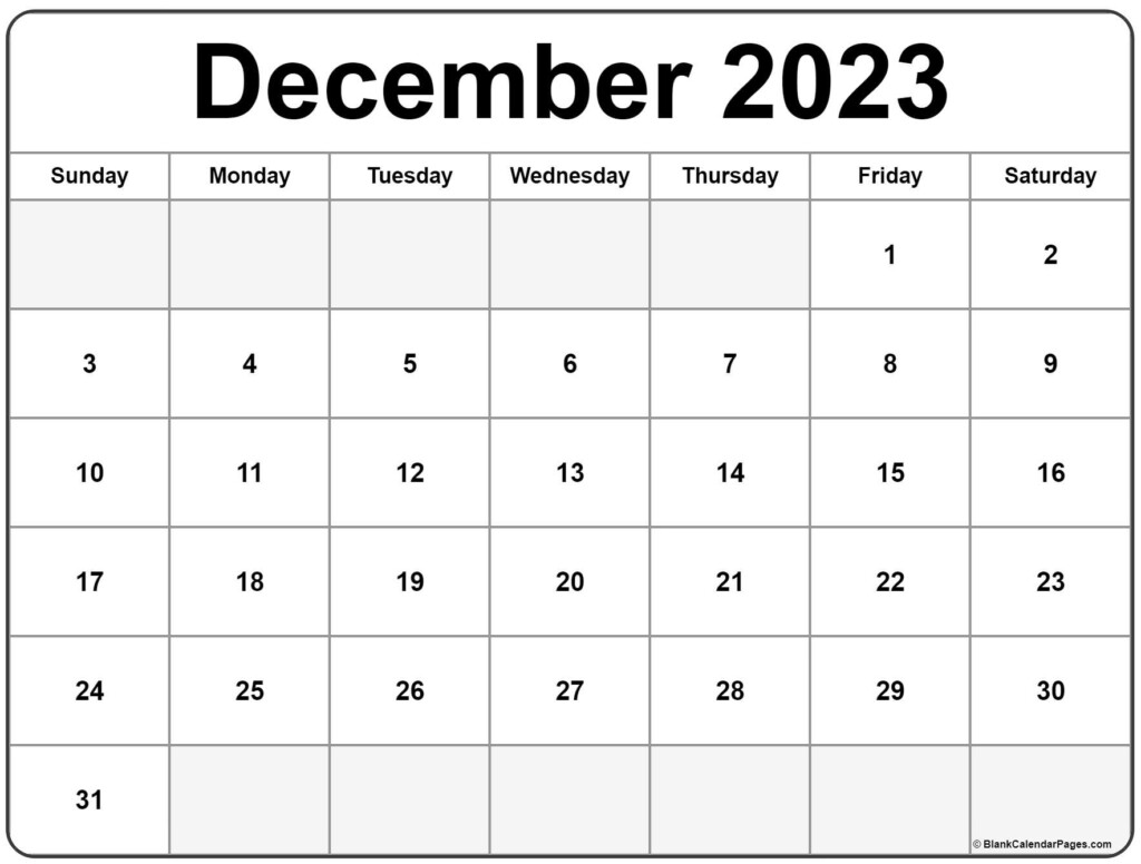 December 2023 Calendar Free Printable Calendar