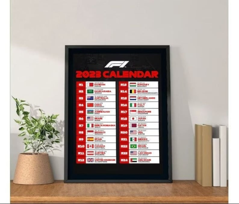 F1 2023 Calendar Poster Formula 1 2023 Season Calendar Etsy