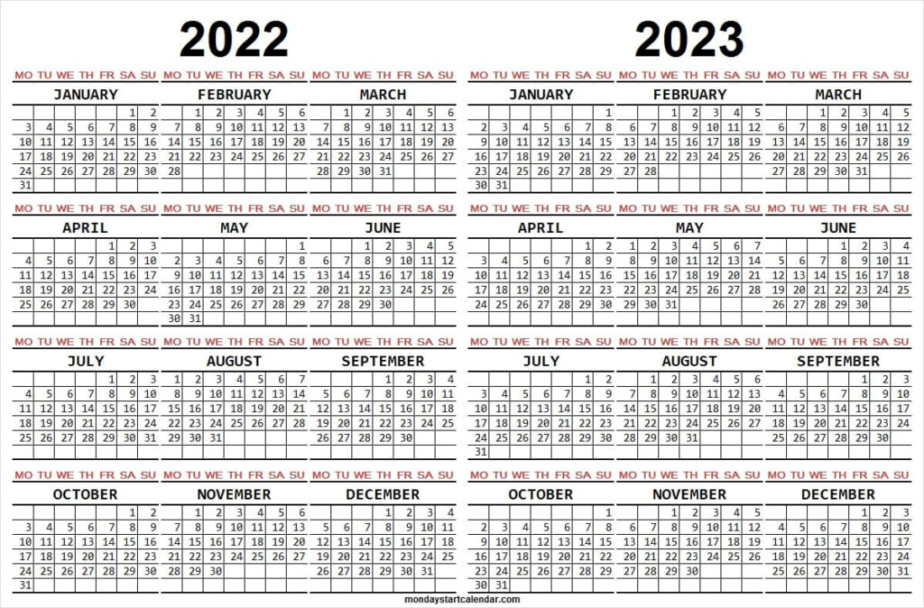 Free Calendar 2022 2023 Template Yearly Calendar Template