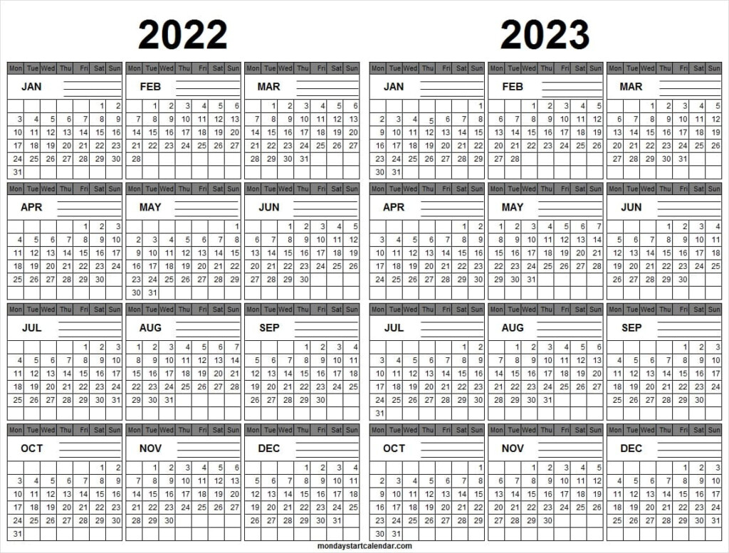 Free Calendar 2022 2023 Template Yearly Calendar Template