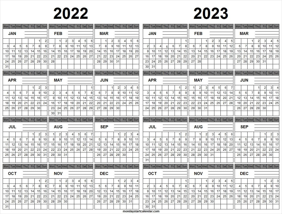 Free Calendar 2022 2023 Template Yearly Calendar Template