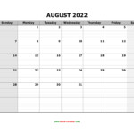 Free Download Printable August 2022 Calendar Large Box Grid Space For Notes