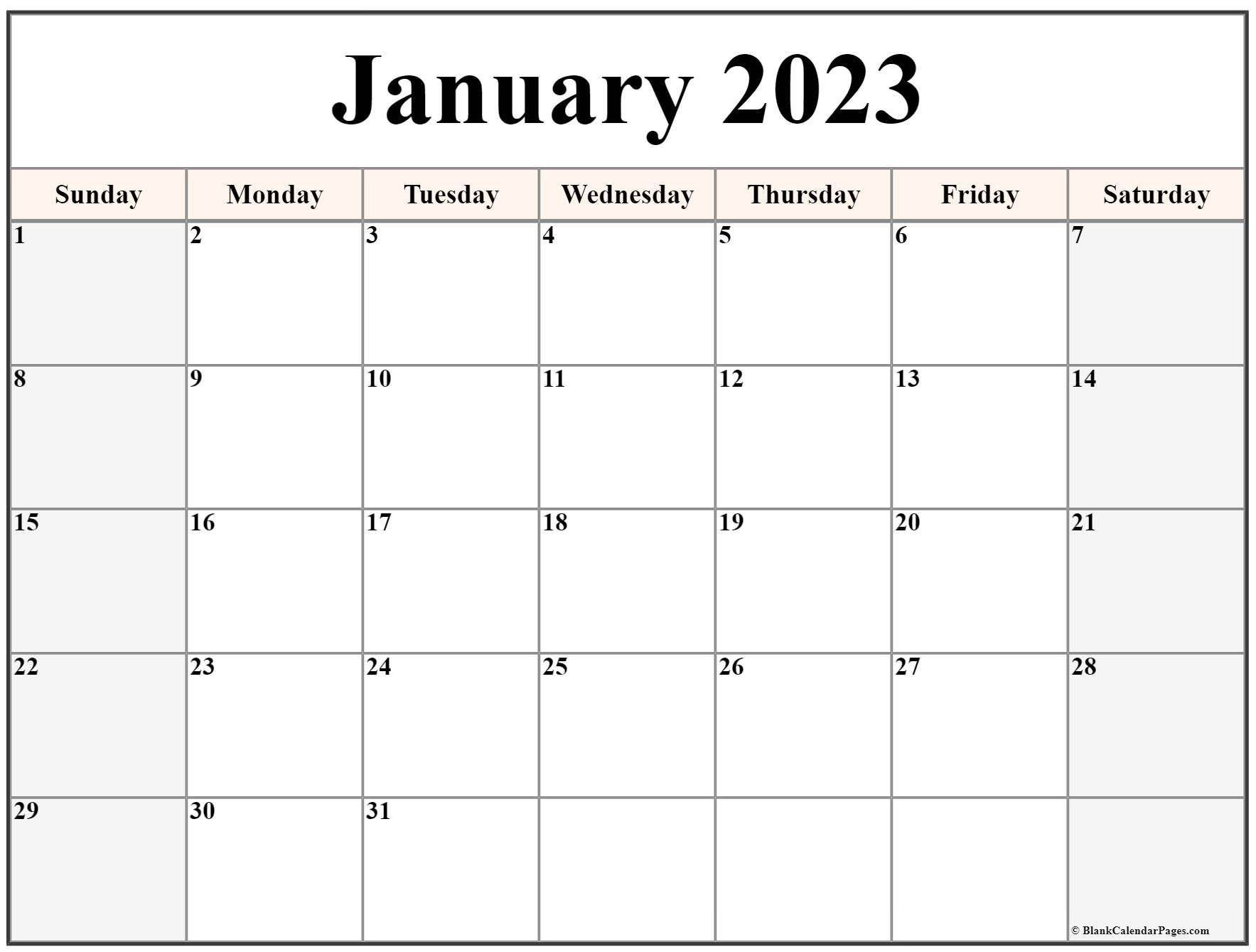 January 2023 Calendar Free Printable Calendar