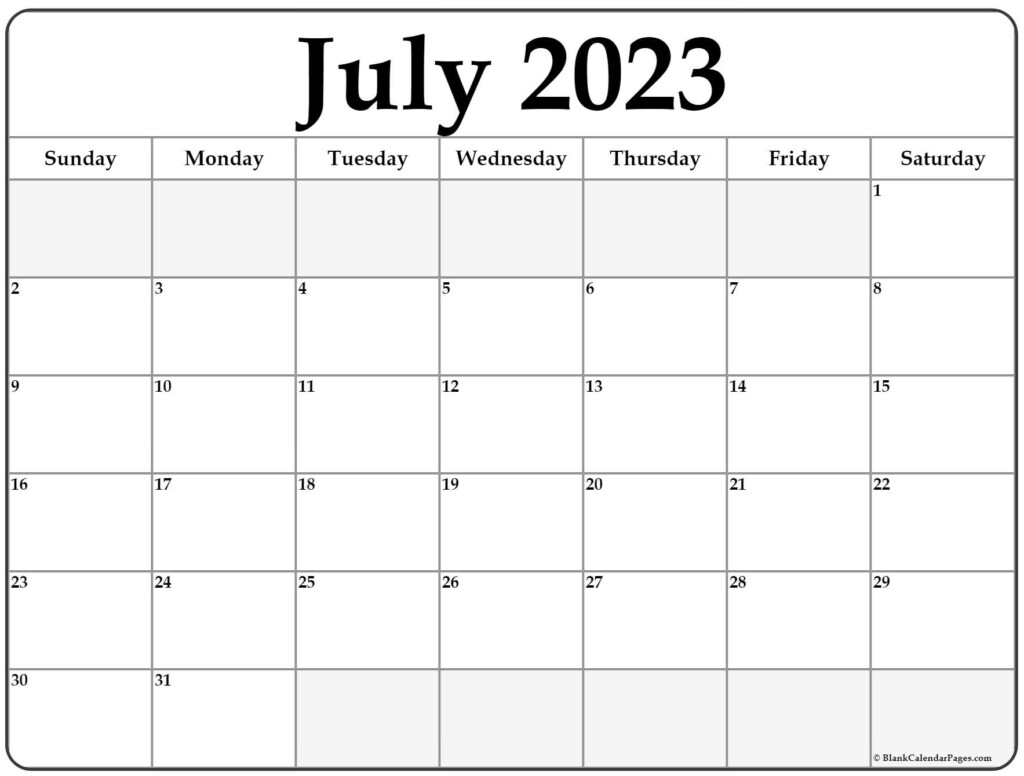 July 2023 Calendar Free Printable Calendar