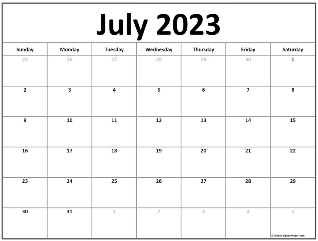 July 2023 Calendar Free Printable Calendar