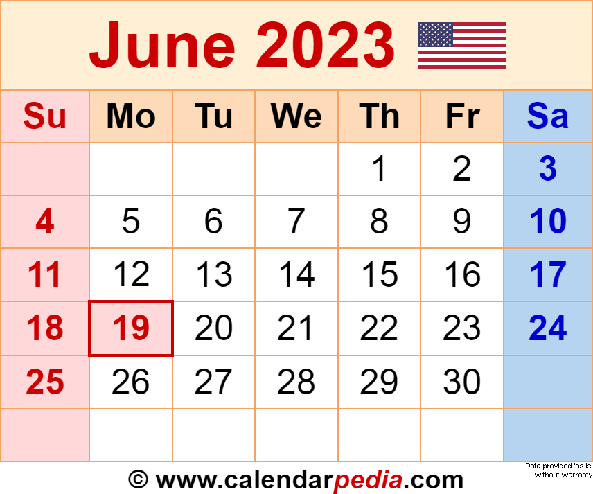 June 2023 Calendar Templates For Word Excel And PDF