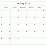 Printable January 2023 Calendar Classic Blank Sheet