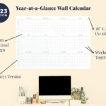 Printable Year At A Glance 2023 Wall Calendar 36x24 A1 Etsy