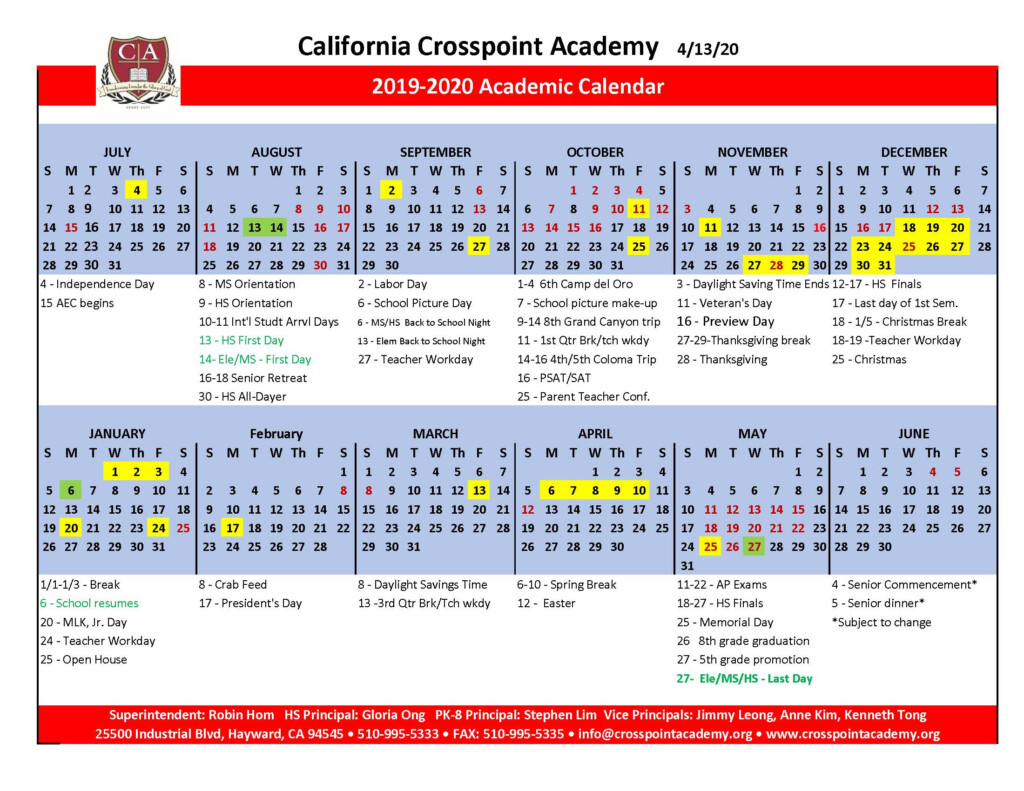 Santa Clara University Calendar 2020 2021 Printable Calendar 2022 2023