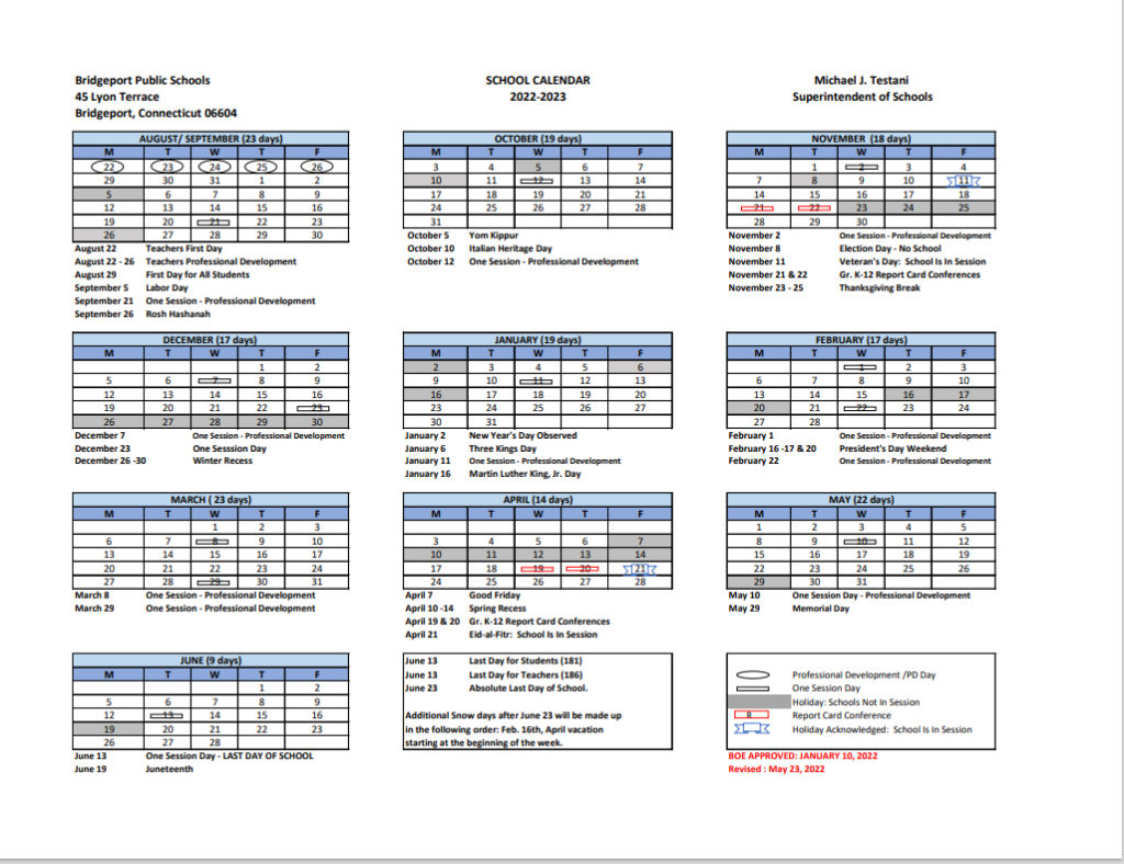 School Calendar School Calendar