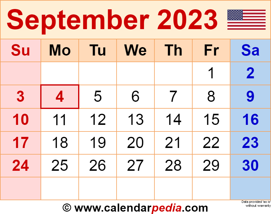 September 2023 Calendar Templates For Word Excel And PDF