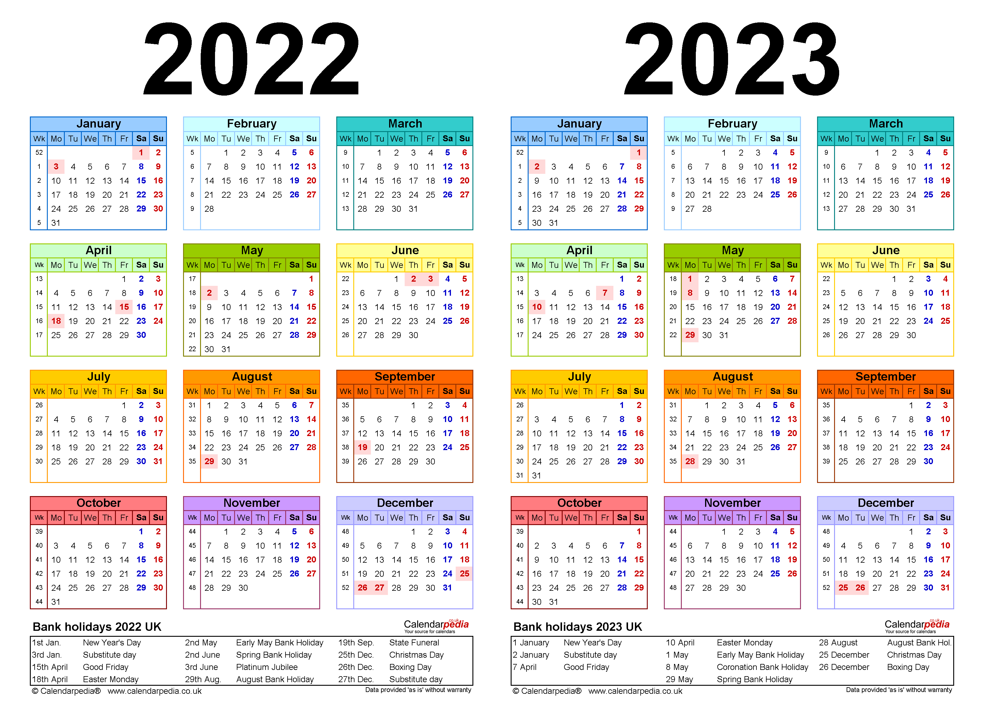 Two Year Calendars For 2022 2023 UK For Word