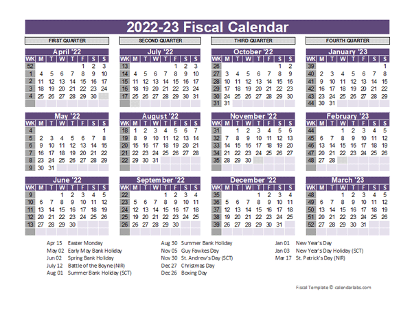 UK Fiscal Calendar Template 2022 2023 Free Printable Templates