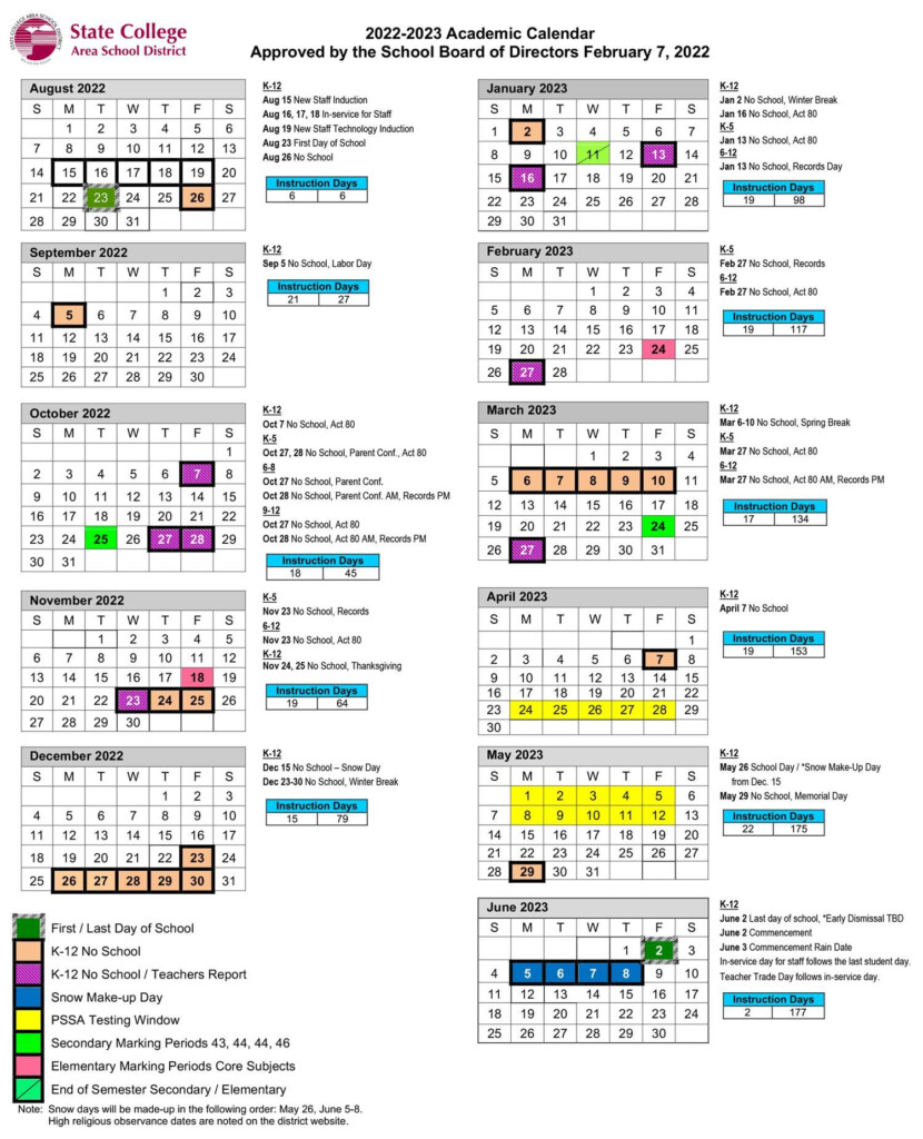 2022 2023 Academic Calendar