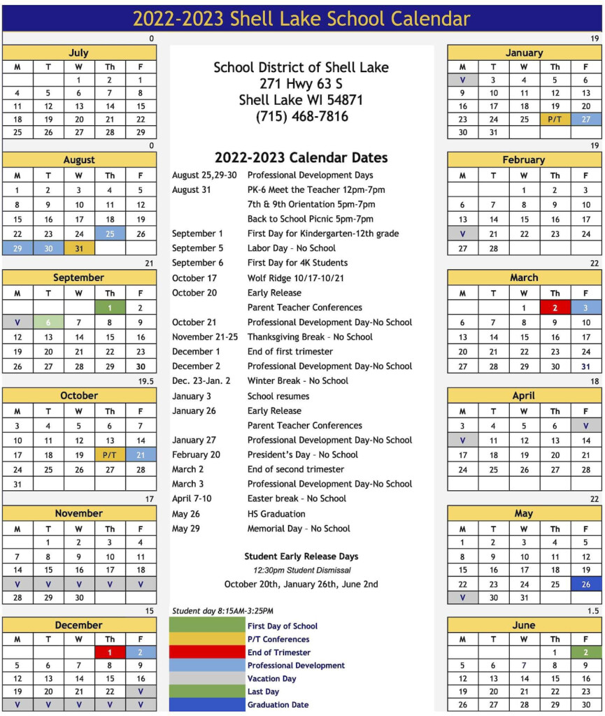 2022 2023 School Calendar Included In This Week s Shell Lake Laker News 