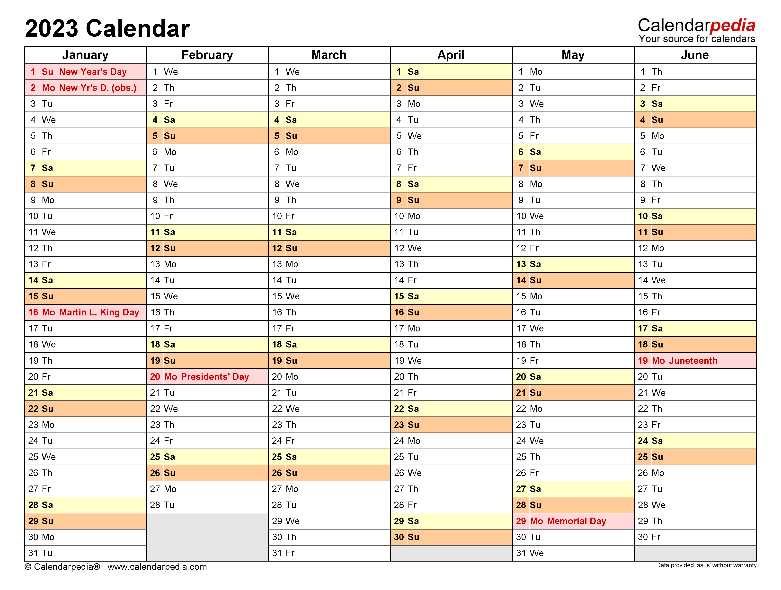 2023 Calendar Free Printable Word Templates Calendarpedia