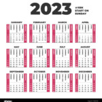 2023 Calendar Template With Weeks Start On Sunday Stock Vector Image