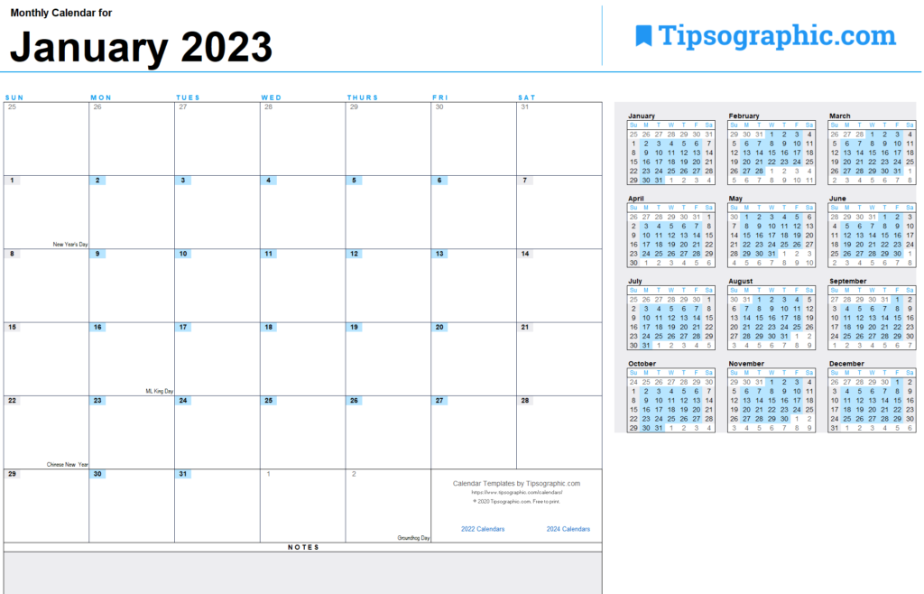 2023 Calendar Templates And Images 2023 Blank Monthly Calendar 2023 