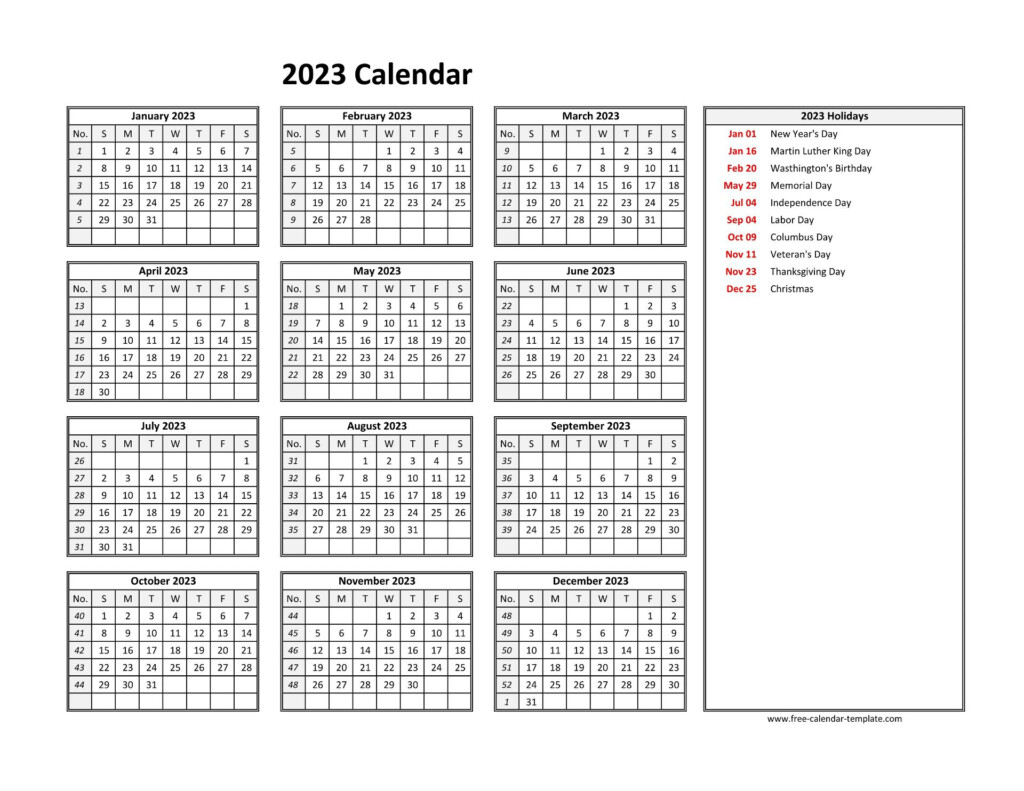 2023 Monthly Calendar With Us Holidays Free Printable Templates 