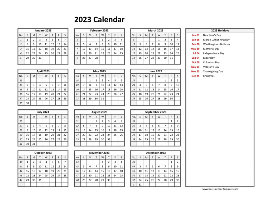 2023 Printable Calendar With Notes Printable World Holiday