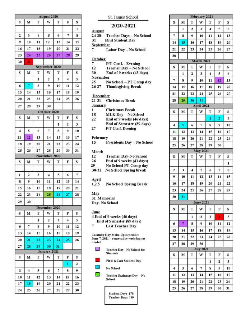 Academic Calendar 2020 21