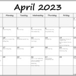 April 2023 With Holidays Calendar