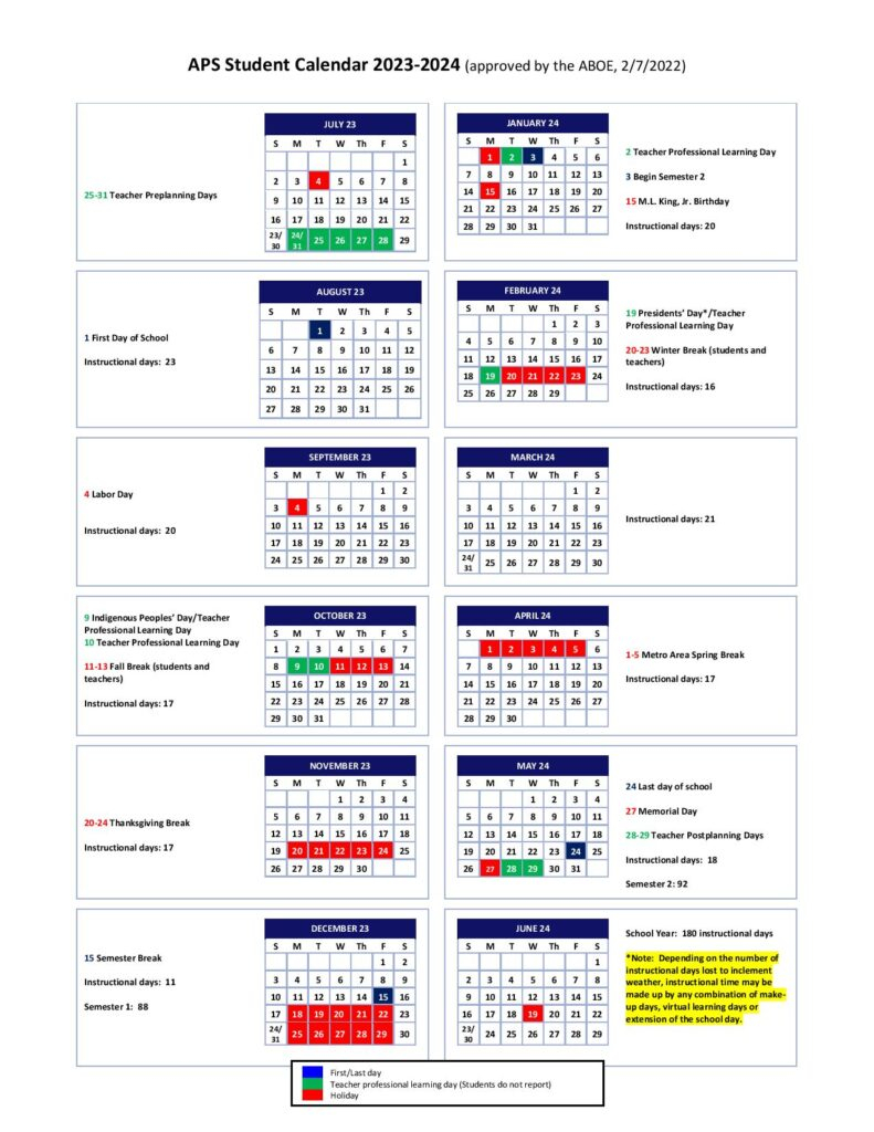 Atlanta Public Schools Calendar Holidays 2023 2024