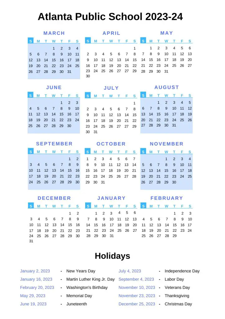 Atlanta Public Schools Calendar With Holidays 2022 2022
