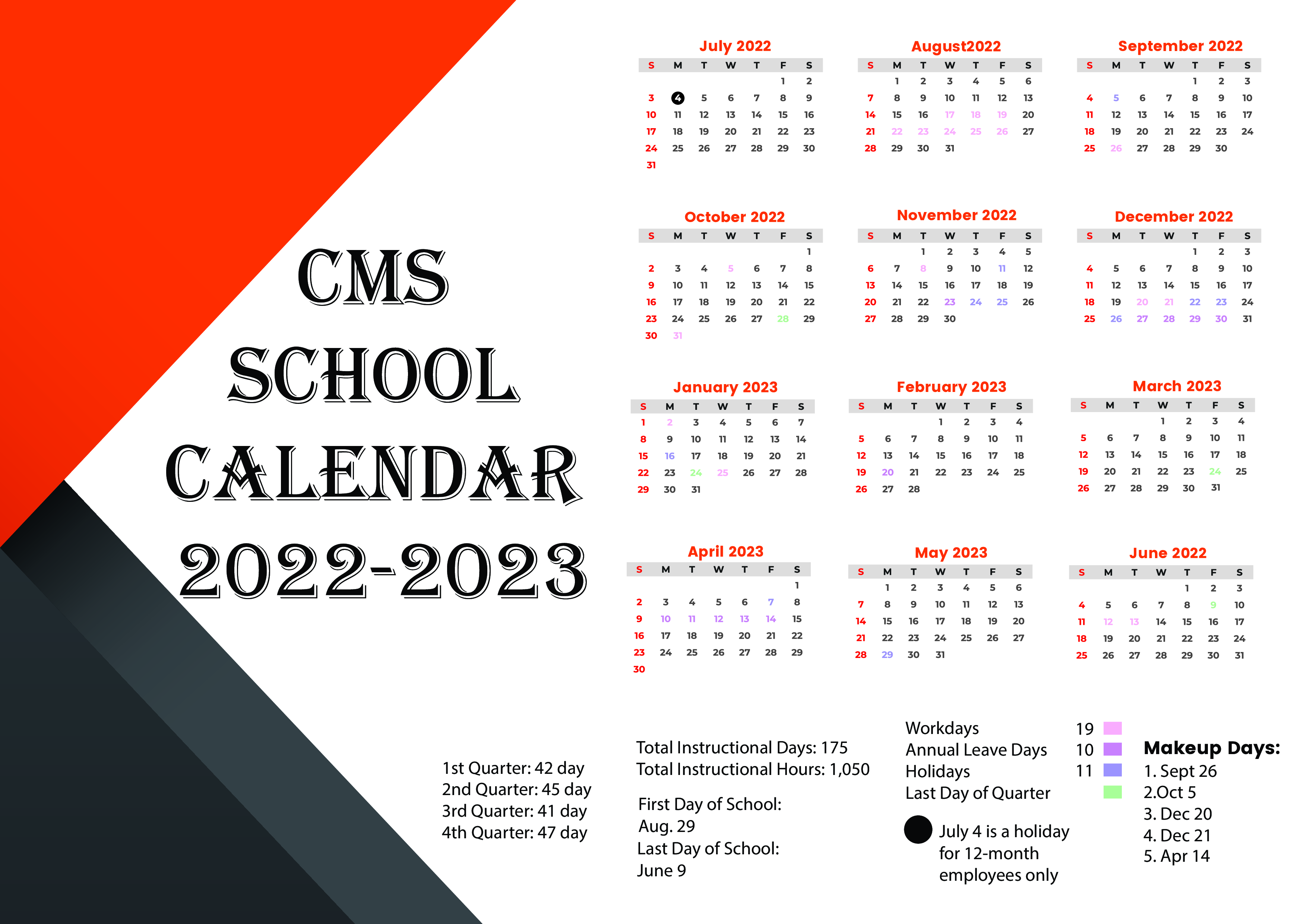 Charlotte Mecklenburg School CMS School Calendar 22 23