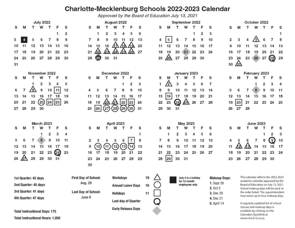 CMS Schools Calendar 2022 2023 Charlotte Mecklenburg Schools School 