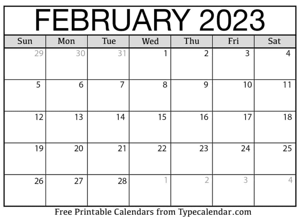 February Calendar 2023 Ulule