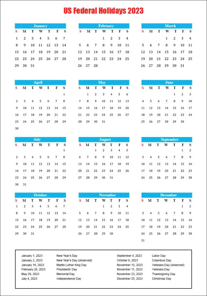 Federal Holidays 2023 USA Archives The Holidays Calendar